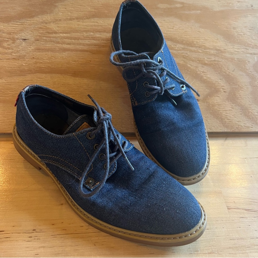 Levi's sz 7.5 Blue Oxford lace up dress Shoes Classic Derby denim Jean loafers